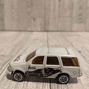 Coca Cola White Die-Cast SUV Toy with Black Graphics
